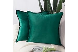 Madizz Lot de 2 Doux Velours Décoratif Housses de Coussin Luxe Style pour canapé Chambre Vert foncé 60 x 60 cm