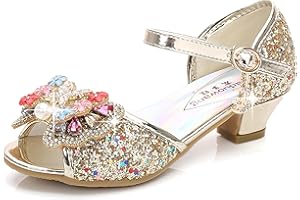 YOSICIL Zapatos de Tango Latino Niña Zapatos de Tacón Altode Princesa Lentejuelas Zapatos de Baile Sandalias Arco Zapatilla de Ballet de Vestir Fiesta para Boda Playa 6 a 13Años Azul EU26-38