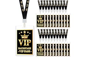 Harloon 20 Sets VIP-Abzeichen-Umhängeband mit Kunststoff-VIP-Pass-Karte, schwarzes Umhängeband, VIP Backstage-Pass für Musikpreis, Filmabend, Geburtstag, Party, Konzert, Event (VIP-Pass)