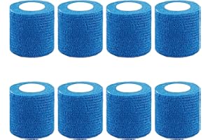 BQTQ 8 Rolls Cohesive Bandage 2 Inch Self Adherent Sport Wrap Tape Stretch Bandage Wrap Athletic Tape for Human and Animals Ankle Sprains Swelling, Blue