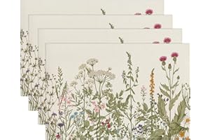 YSOUND Antike Kräuter Wilde Blumen Platzsets 4er Set Retro Blumen Tischsets abwaschbar Platzsets 30x45cm Dekor für Küche, Restaurant, Bauernhaus, Urlaub, Party
