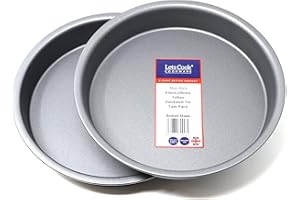 Lets Cook Cookware - 8 Inch Victoria Sandwich Tins, Twin Pack (Set of 2), Fixed Base, 20cm, Teflon Non Stick, British Made