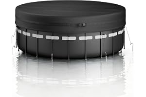 CQQGO Poolskydd rund, 420D UV-resistent sommar och vintertäckning, med dragsko och golvnaglar vindtät och slitstark förhindra