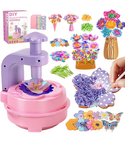 AIXXCUVQ Kit De Bricolage En Carton Pour Bouquets Colorés Avec Fleurs Pour Enfants Fabriqué En Papier épais Et Durable, 24 Pièces