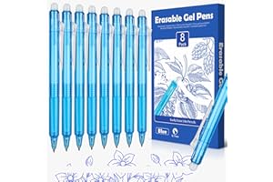 AOSUCO Radierbarer Kugelschreiber Blau- 8 Stück 0.7mm Einziehbare Radierbar Stifte mit Große Tintenmenge, Gel Tintenroller Radierbar zum Wegradieren, Erasable Pen mit Druckmechanik für Schule Büro