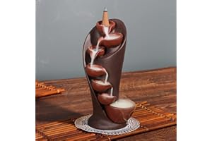 REAHOME REAWOW Wasserfall Rückfluss Räuchergefäß Rückfluss Weihrauchbrenner Räucherbrunnen für Meditation Dekoration Zuhause Büro Yoga Spa(Purpursand)