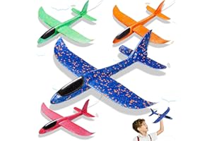 Kenvora Avion Polystyrene Planeur 37cm - 4 Pièces Avion Jouet Enfant, Polystyrene Planeur pour Exterieur Activités et Parents-Enfants
