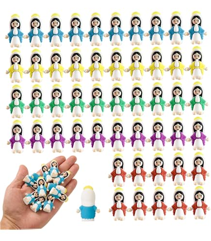 HOUSN Lot de 50 Mini Figurines de Jésus Little Jésus,Ornements de Jésus, Décorations de Pâques,Jouets pour Cacher et Chercher des Cadeaux de Fête Religieuse,Cadeau pour Les œufs de Pâques