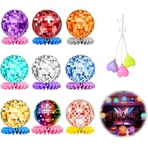 Lot De 9 Décorations Boule Disco Nid D'Abeille - Centres De Table Années 70 80 90 Pour Fête Disco