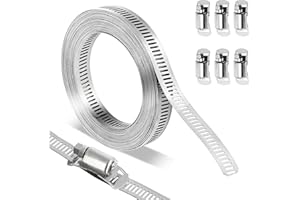 GEKUFA 2.5M Fascette Stringitubo Regolabile 304, Acciaio Inox fascette metalliche, con 6 Metalliche Stringitubo Aacciaio serrature