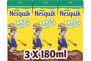 NESQUIK Pronto da Bere Senza Lattosio Latte e Cacao, 8 Confezioni da 3 Brick da 180ml (1,62L)