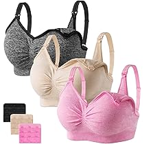 HBselect 3 Pack Vrouwen Verpleegkundige Beha Draadloze Naadloze Moederschap Borstvoeding Bralette Met Verwijderbare Pads Extenders, Zwart Blauw Groen, XL