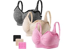 HBselect 3 Pack Women’s Nursing Bra Wireless Seamless Maternity Bra Breastfeeding Bras Bralette with Removable Bra Pads Extenders