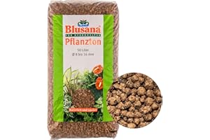 Blusana Pflanzton-Granulat Blähton 50l | Pflanzsubstrat für Hydrokultur | Ton-Granulat Körnung 8-16mm | Pflanzton Drainagematerial & Bodenauflockerung