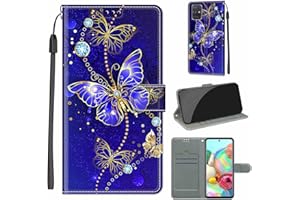 EVERAINY-EU Everainy Cover Compatibile per Samsung Galaxy A71 4G Silicone PU Pelle Portafoglio Libro Case Antiurto Bumper Motivo Magnetica Flip Protettiva Resistente Custodia (Farfalla Blu)
