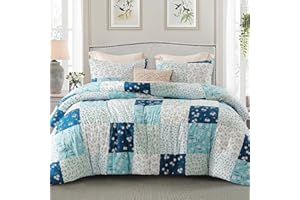 Whale Flotilla Piumino 200 x 200 cm, Trapunta Traspirante e super morbido, Piumone per 4 Stagioni con 2 Federe, motivo a Quadri, Blu