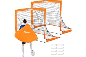 NAISSGO Fußballtor Kinder Pop-Up 2er Set, Faltbar Fussball Tor, Fußball-Tore Faltbar mit Transporttasche für Indoor, Outdoor & Garten