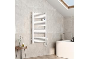 EMKE Toallero electrico baño 96x54cm,500W, Radiador de Baño con Controlador de Pantalla Digital, Secador de Toallas Eléctrico Recto (Blanco)