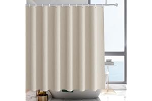 YISURE Zasłona prysznicowa, beżowa, 180 x 200 cm, len, ciężka, tekstylna, wodoszczelna, nadaje się do prania w pralce, szerokość 180 x wysokość 200 cm