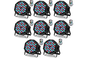 ZonQoonz 8PCS RGB Focos Par LED Bateria, 36 LED Luces de Escenarios Recargable con Control Remoto, Iluminación Discoteca Exterior para DJ Boda Fiesta Iglesia Halloween Navidad