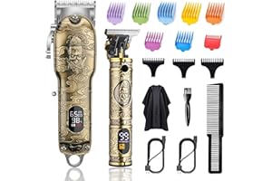 GSKY Professional Mens Hair Clippers Zero Gapped Cordless Hair Trimmer Professional Haircut Kit for Men Rechargeable LED Display