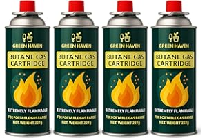 Green Haven Butane Gas Canisters - EN417 Non-threaded Camping Cylinders for BBQs & Stoves, Reliable Propane Refill, Long-Lasting & Safe for Outdoor Cooking, Camping, Festivals, or Picnics