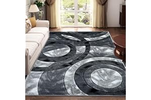 Rugs Inn Retro Area Rug - Super Soft Large Living Room Bedroom Bedside Carpet High Dense Pile Non Slip Thick Solid Color Washable Kitchen Rugs (Grey, 200 x 290 cm)