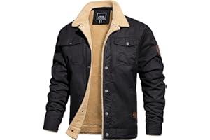 TACVASEN Mens Jacket Sherpa Lined Trucker Fleece Jacket Military Casual Cargo Jacket