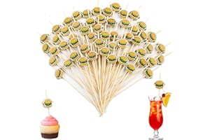 Bekeify Bois Bâtonnets Cocktail 200pcs Brochettes Cocktail 12cm Fruits Bâtons Décor en Forme Multicolore Accessoires de décoration pour Fruits canapés Boissons Mariage sandwichs
