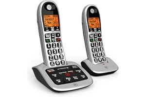 BT 4600 Cordless Landline House Phone, Home Phone, Big Buttons, Advanced Nuisance Call Blocker, Answer Machine, Twin Handset Pack