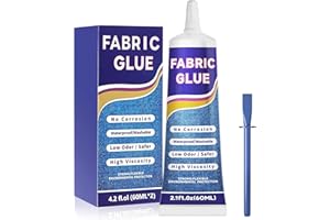 MAXRICUS 60ML Clothes Strong Fabric Glue - Extra Strong Glue for fabric Material Upholstery Badge Textile Felt Leather Crafts Hemming Tape Carpet Patches -Waterproof Soft Clear(60ML*1)