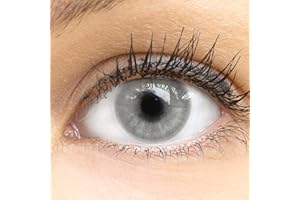 ‎GLAMLENS GLAMLENS Pisa Gray Grau + Behälter | Sehr stark deckende natürliche graue Kontaktlinsen farbig | farbige Monatslinsen aus Silikon Hydrogel | 1 Paar (2 Stück) | DIA 14.20 | Ohne Stärke
