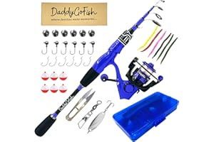 Daddygofish Juego Combinado De Caña De Pescar Y Carrete Giratorio con Caja De Aparejos | Caña De Pescar | Kit De Caña De Pescar Telescópica De Fibra De Carbono | Carrete Giratorio para Kit