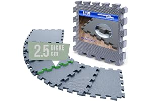 ‎BODENMAX BodenMax® Eva Puzzlematte 2,5 cm extra dick – 150 % mehr Schutz – Fitnessmatte Bodenschutzmatte rutschfest – 32x32 cm – 6/18/36 Teile – für Heimtraining, Fitnessgeräte & Garage