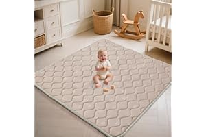 Fortella Tappeto Gioco Bambini 120x120cm, Tappeto Neonato Pieghevole Morbido & Antiscivolo, per Gattonamento & Tummy Time, Tappeti per Neonati Lavabile con Design Elementi Forestali 0-3-6 mesi-Marrone