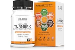 Turmeric Curcumin 3,000mg with Black Pepper x 365 Vegan Tablets High Strength | 1 Year Supply | 95% Curcumins + 20mg Piperine | Tiny Easy-to-Swallow Supplements by Clior (Cambridge Labs)