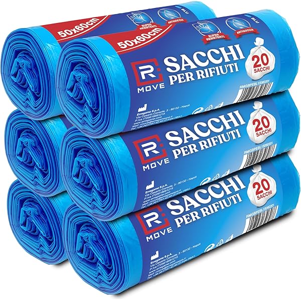 Sacchi Neri 10 Sacchi Per Spazzatura LDPE 240L Blu Resistenti