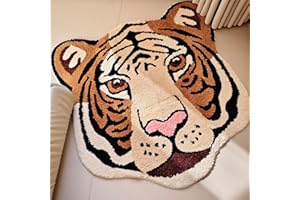 Wokii Alfombra Tigre,Alfombra Salón Pelo Corto，para Interiores Lavable a máquina, para Dormitorio Sala de Estar y Comedor Alfombra habitacion Bebe decoración(Marrón)