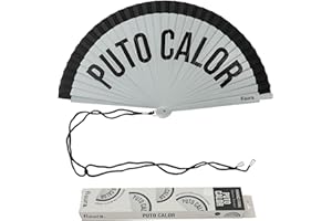 ‎FISURA FISURA – Origineller Fächer mit Aufschrift „P*to calor“. Wendbarer Handventilator aus Holz in Grau und Schwarz. Modernes Design. Mit Haken. Maße: 42,5 x 23 cm