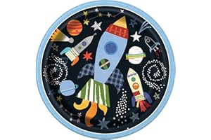 Unique Party- Assiettes en Carton Écologiques-23 cm-Fête à thème de l'espace-Paquet de 8, 73265EU, Multicolour