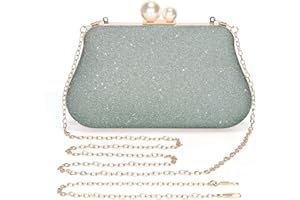 UBORSE Pochette Femme,Embrayage Femme Cérémonie Petit Sac à Main Élégant Bling Sac Femme Soirée Strass Chaîne Party Cocktail Party