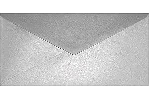 Netuno 100 sobres largos plateados nacarados DIN DL 110x220mm 120g Aster Metallic Silver solapa engomada puntiaguda sin ventana metalizados americanos para invitaciones tarjetas boda facturas folleto