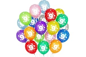 BALLOON DANCE 9th Birthday Decorations - 20Pcs 12'' Multicolored Balloons for Girls Boys Kids - Number 9 Latex Party Balloons
