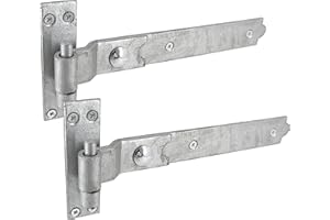 IRONTITE® Cranked Galvanised Gate Hinges Heavy Duty 300mm (12"), Hook and Band Gate Hinges for Wooden Gates. Cranked Hinges with Fixings Included. (Galvanised)