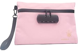 PURPLE LEGACY Borsa a prova di odore | Sistema a 5 strati di tessuto foderato a prova di odore per stoccaggio da viaggio | Sacchetti Antiodore Pieghevole | 25x17 cm Lucchetto a combinazione (Pink)