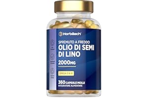 HORBÄACH Olio di Semi di Lino 2000mg | Linseed Oil | 360 capsule | Omega 3 6 9 con acido alfa linolenico ad alta resistenza (ALA) | Supplemento spremuto a freddo | di Horbaach