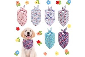 FALAFOTY 6 pezzi Bandana Floreale per cani Bavaglini a Triangolo Reversibili con Stampa Primavera-estate Bandana Lavabile Cucciolo Sciarpa Fazzoletto Accessori per Cani Gatti Animali Domestici