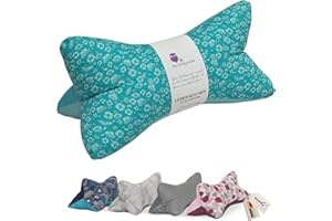 ‎DIE SCHLEYEREULE Leseknochen Nackenkissen Frühling bequem und waschbar! Handgestopft und genäht in Deutschland - Nutzbar als Nackenrolle Kissen Nackenrolle (Blumenranke türkis)