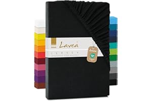 Lavea® Lenzuolo con Angoli King Size 200x220 cm - 100% Cotone Morbido e Traspirante - per Materassi alti fino a 40 cm - con Elastico in Jersey - Nero