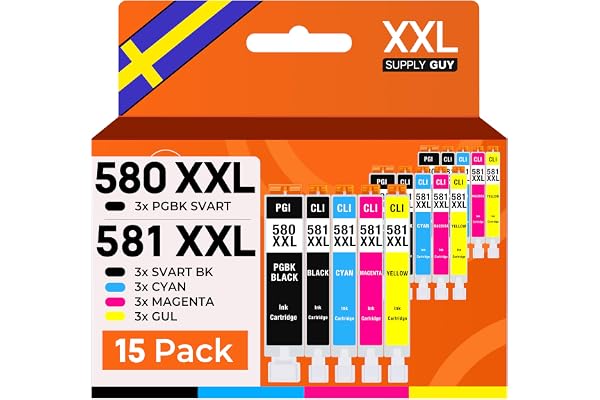 Supply Guy 580XXL 581XXL Bläckpatroner kompatibel med Canon PGI-580 CLI-581 för Pixma TS705 TS705a TS6350 TS6350a TS6351 TS63